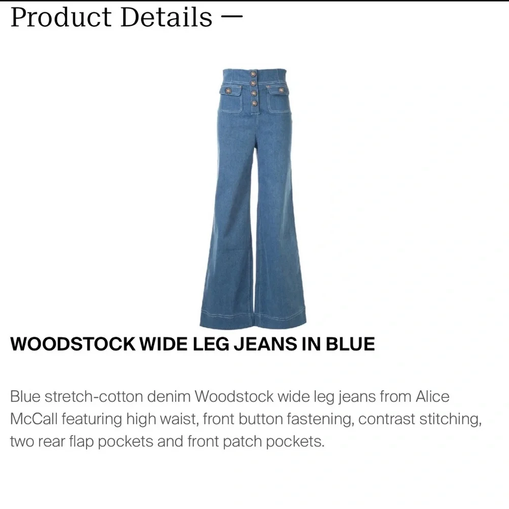NWT RARE Alice McCall Woodstock Wide Leg Denim - Picture 4 of 16